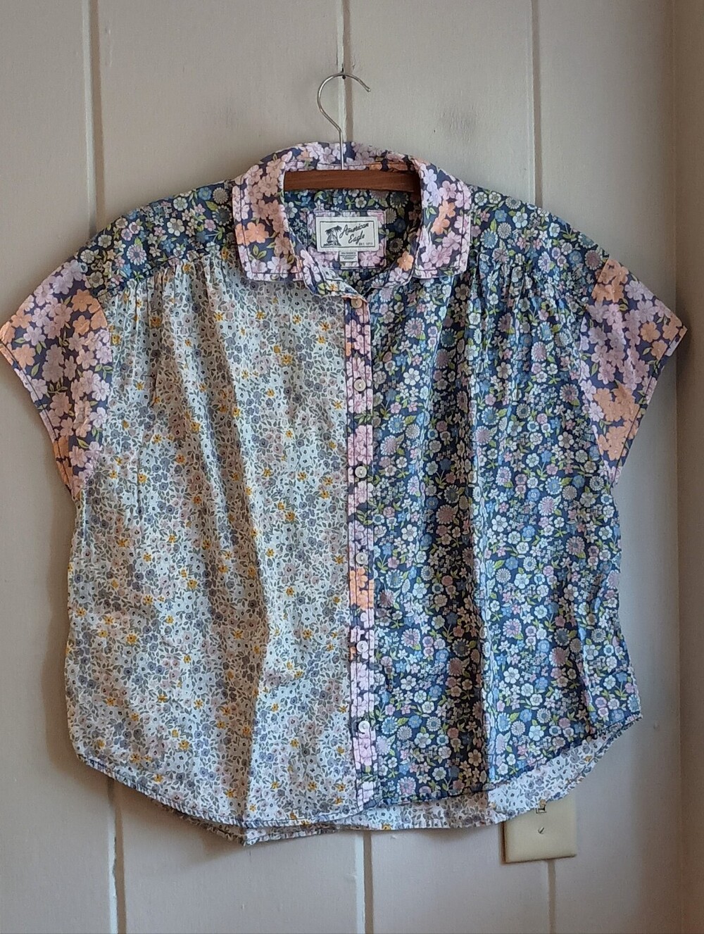 Blue Floral Patchwork Blouse